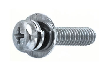 鉄(+) ナベ頭セムス小ねじ P＝3(ペラウス・薄板用)(バネ座+JIS平座 組込)